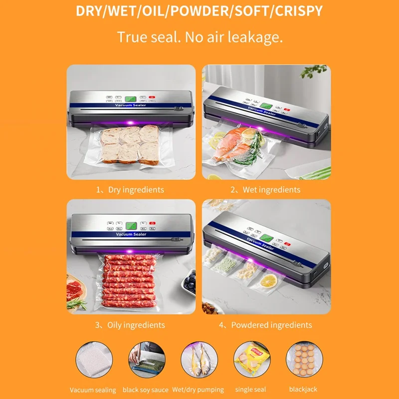 829 Rechargeable Vacuum Sealer Portable Food Sealer Kitchen Preservation Device with 10 Textured Bags (English Version) - Dark Grey