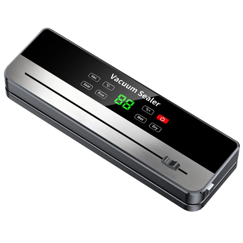 825 Portable Vacuum Sealer USB Rechargeable Kitchen Food Sealing Machine with 10 Textured Bags (English Version) - Dark Grey