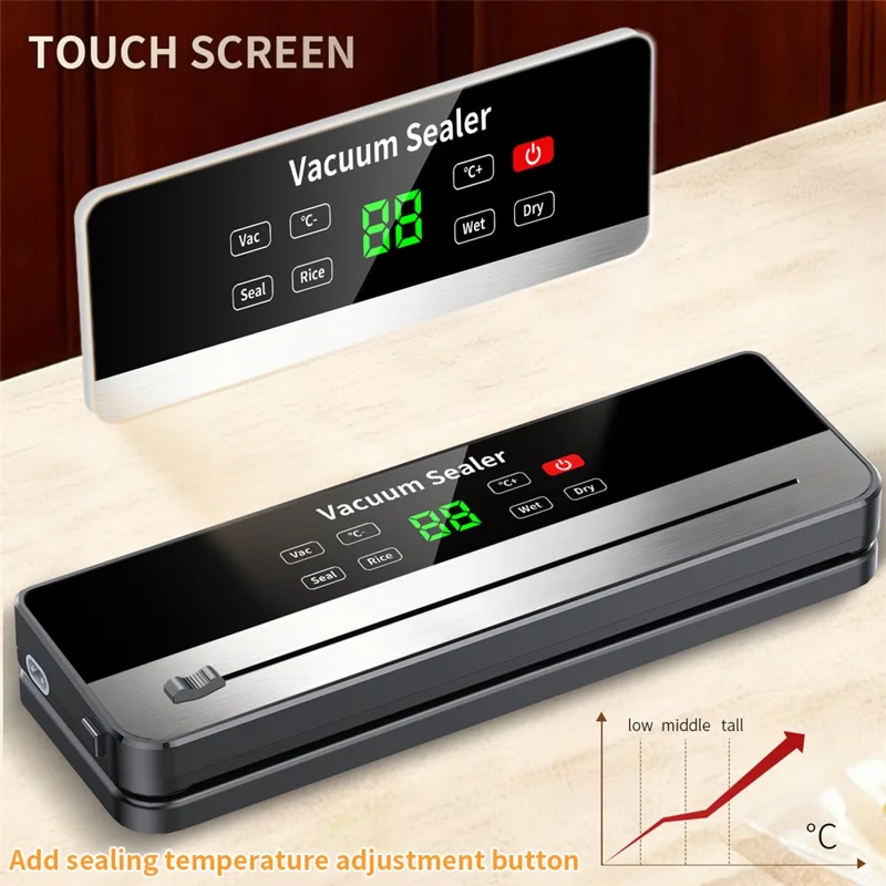 825 Portable Vacuum Sealer USB Rechargeable Kitchen Food Sealing Machine with 10 Textured Bags (English Version) - Dark Grey