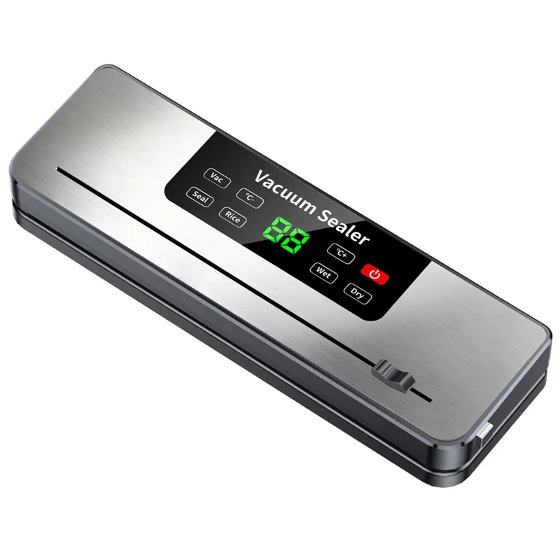 823 Portable Vacuum Sealer Food Sealer Kitchen Preservation Device with 10 Textured Bags (English Version) - Dark Grey