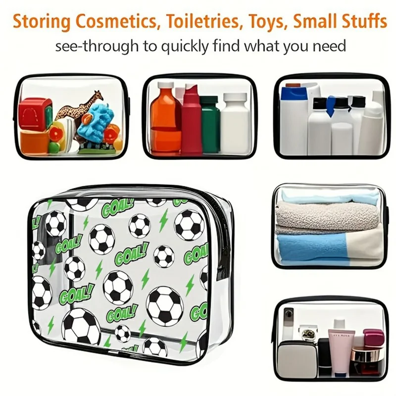 Прозрачная косметичка для путешествий с тематикой спорта, органайзер для туалетных принадлежностей, водонепроницаемый косметичка из ПВХ - черный