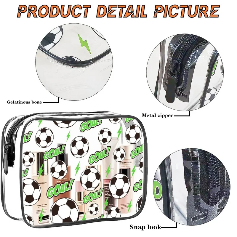 Прозрачная косметичка для путешествий с тематикой спорта, органайзер для туалетных принадлежностей, водонепроницаемый косметичка из ПВХ - черный