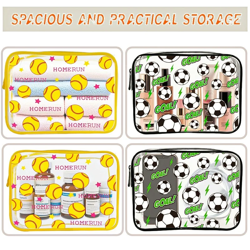 Прозрачная косметичка для путешествий с тематикой спорта, органайзер для туалетных принадлежностей, водонепроницаемый косметичка из ПВХ - черный