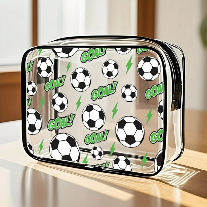 Прозрачная косметичка для путешествий с тематикой спорта, органайзер для туалетных принадлежностей, водонепроницаемый косметичка из ПВХ - черный