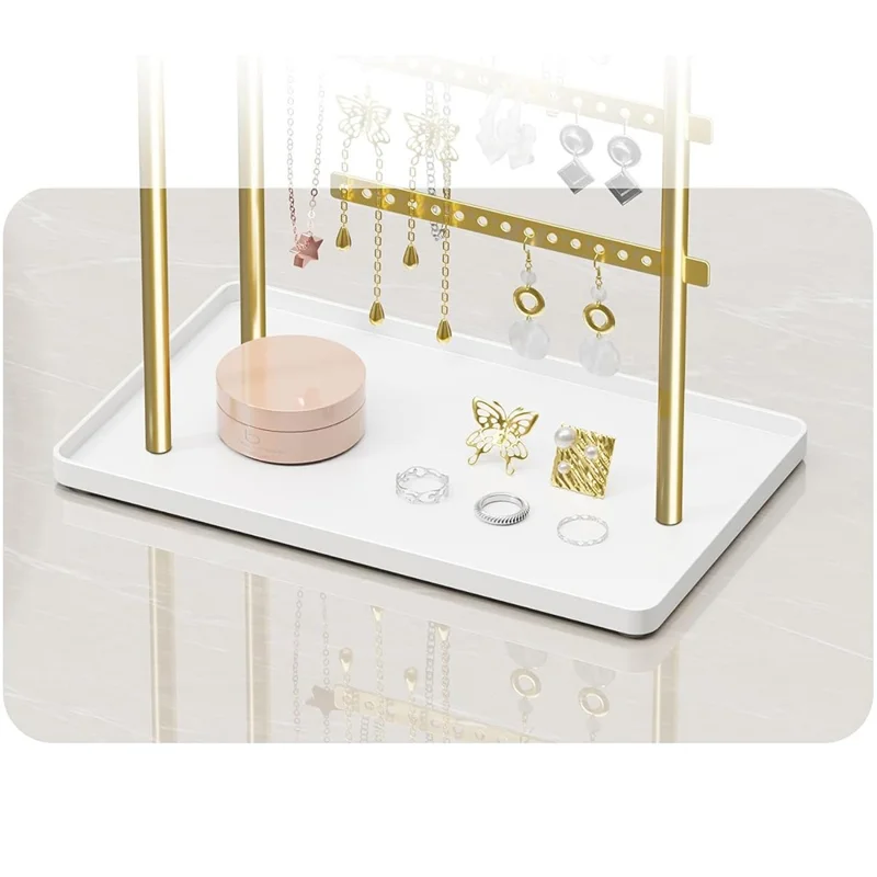 Nordic Jewelry Display Stand Metal Organizer Tray Multi Layer Storage Rack for Ring Earring Necklace - Gold
