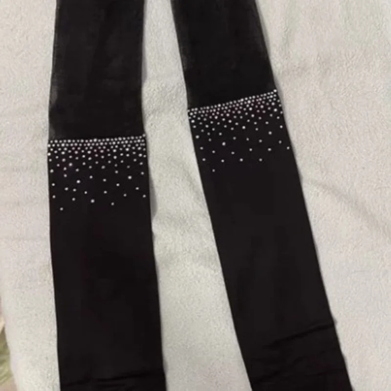 Sexy Patchwork Hot Fix Rhinestones Tights for Women High Elasticity Footed Pantyhose