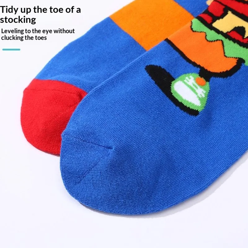 Funny Hamburger  /  Beer Pattern Crew Socks Cotton Blend Elastic Mild Calf Socks for Autumn Winter - 1117