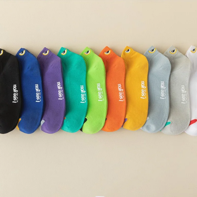 1 Pair Spring Summer Ankle Socks Breathable Low Cut Sports Mesh Eye Pattern Casual Socks - Black