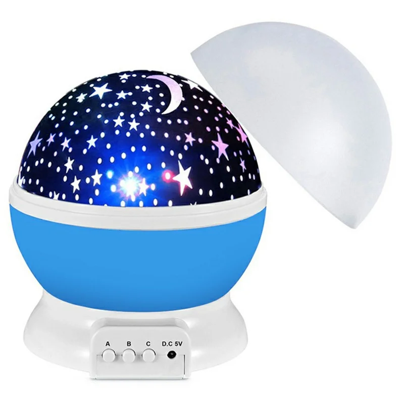 Lampe de projection LED rotative avec projecteur d'étoiles, lampe de table veilleuse pour chambre d'enfant - Bleu