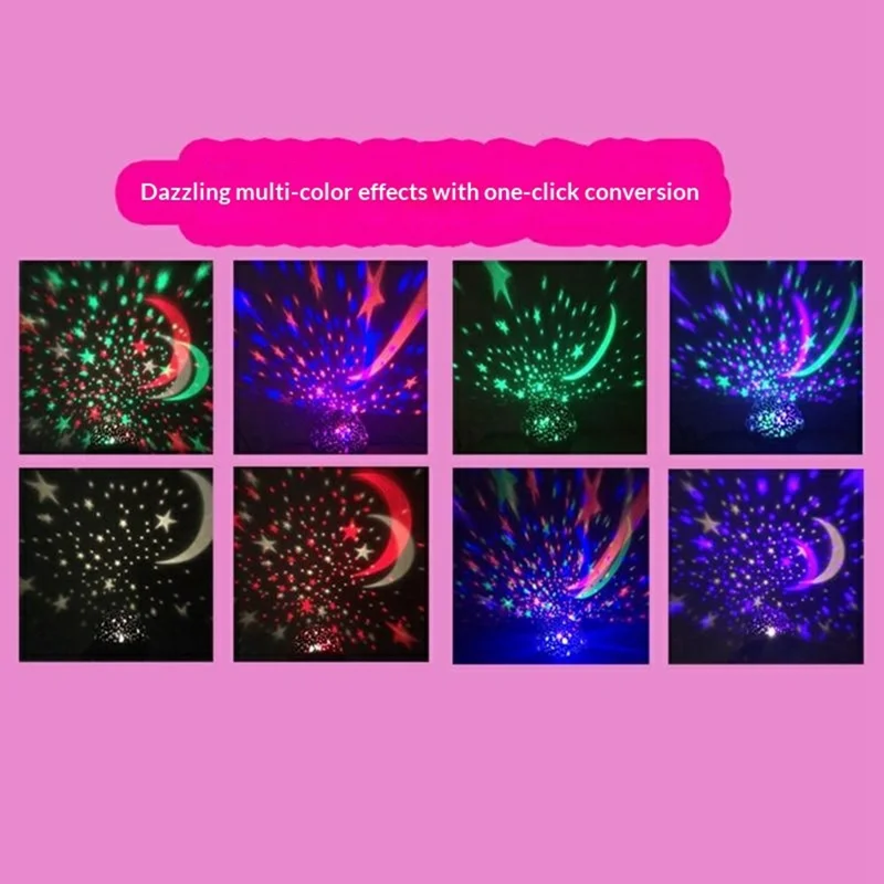 Lampe de projection LED rotative avec projecteur d'étoiles, lampe de table veilleuse pour chambre d'enfant - Bleu