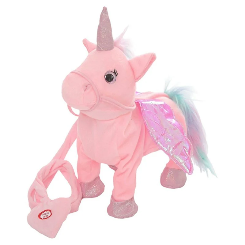Электрический ходячий единорог детская подарочная поющая игрушка-плюшевый конь с пультом дистанционного управления - розовый