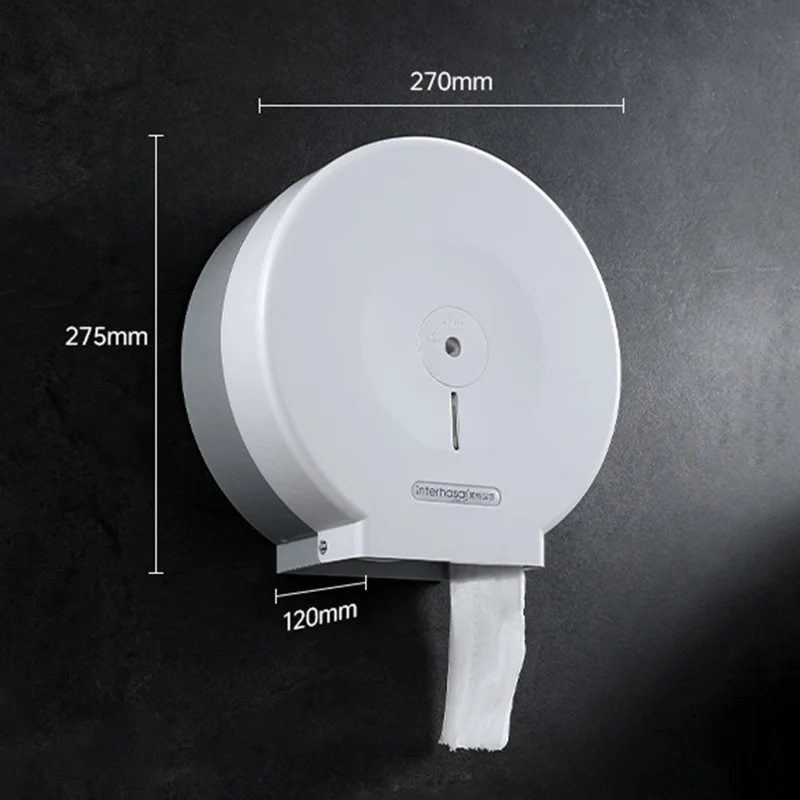 INTERHASA! E51018 Portarrollos de Papel Higiénico Impermeable para Montaje en Pared, Soporte para Rollo Jumbo - Blanco