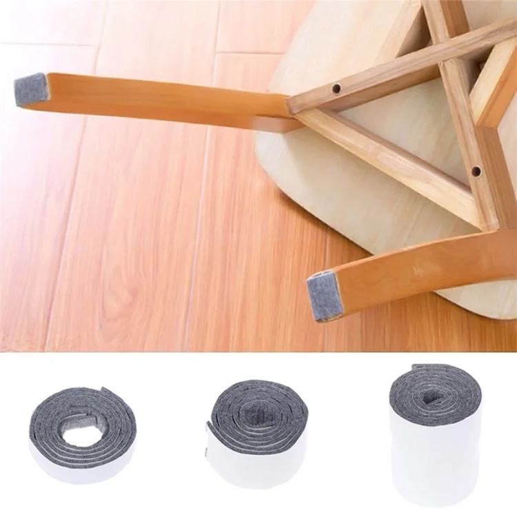 1 Rollo de 10x100cm Protectores de Suelo Resistentes al Rayado para Patas de Silla con Almohadillas de Fieltro Autoadhesivas, Pads de Muebles Antideslizantes para Mesas, Sillas, Camas y Sofás - Gris Claro