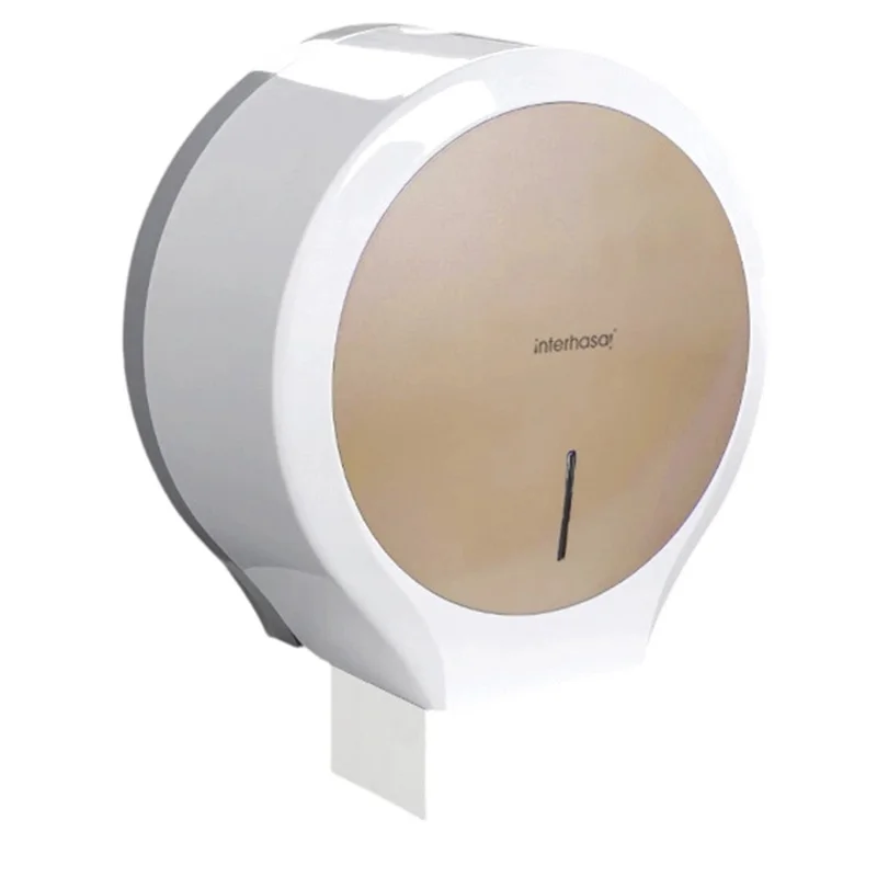 INTERHASA! E1008 Portarrollos de Pared Impermeable sin Perforación, Soporte para Rollo Jumbo - Dorado