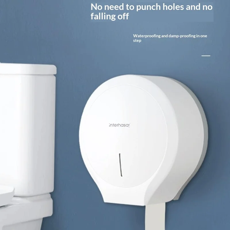 INTERHASA! E1008 Portarrollos de Pared Impermeable sin Perforación, Soporte para Rollo Jumbo - Dorado