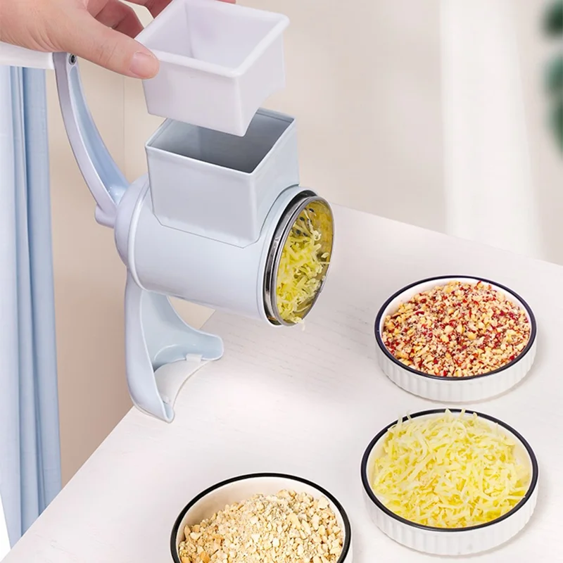 Rallador de Mano Manual Multifuncional, Picador de Carne, Triturador de Nueces, Rallador de Queso, Cuchilla Individual (Certificado FDA) - Blanco