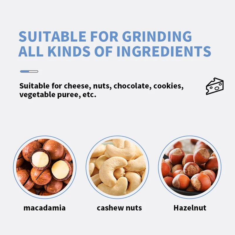 Molinillo Manual con Manivela, Trituradora de Alimentos Multifuncional, Picadora de Carne, Trituradora de Nueces con 5 Cuchillas, Tipo Ventosa (Certificada por la FDA) - Blanco