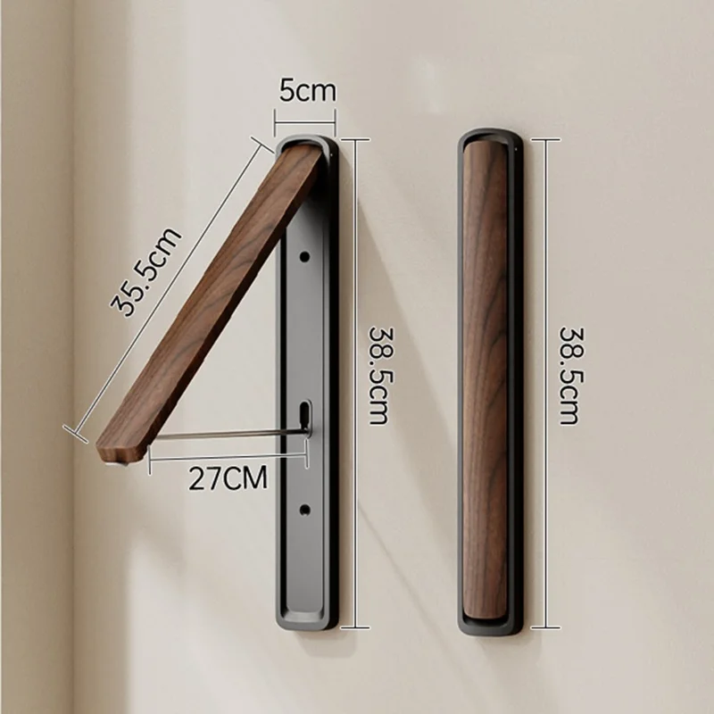 Folding Clothes Drying Rack Space Aluminum Collapsible Cloth Hanger Easy Installation for Laundry Room, Balcony - Black