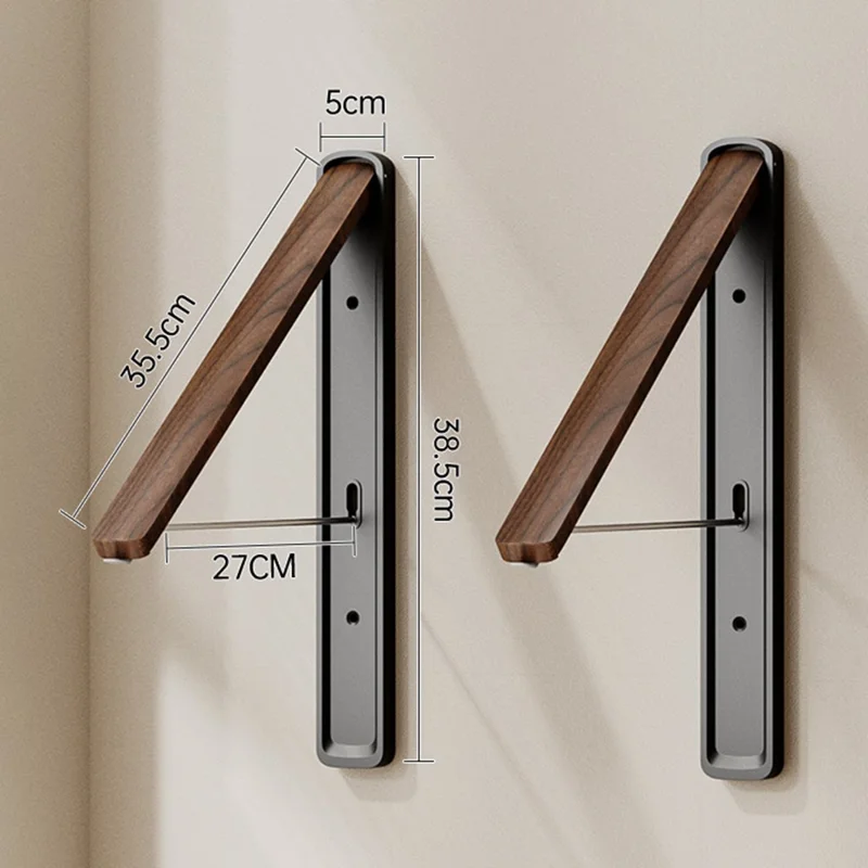 2PCS Foldable Clothes Drying Rack Space Aluminum Hanging Rail Laundry Rack Clothes Hanger for Balcony - Black