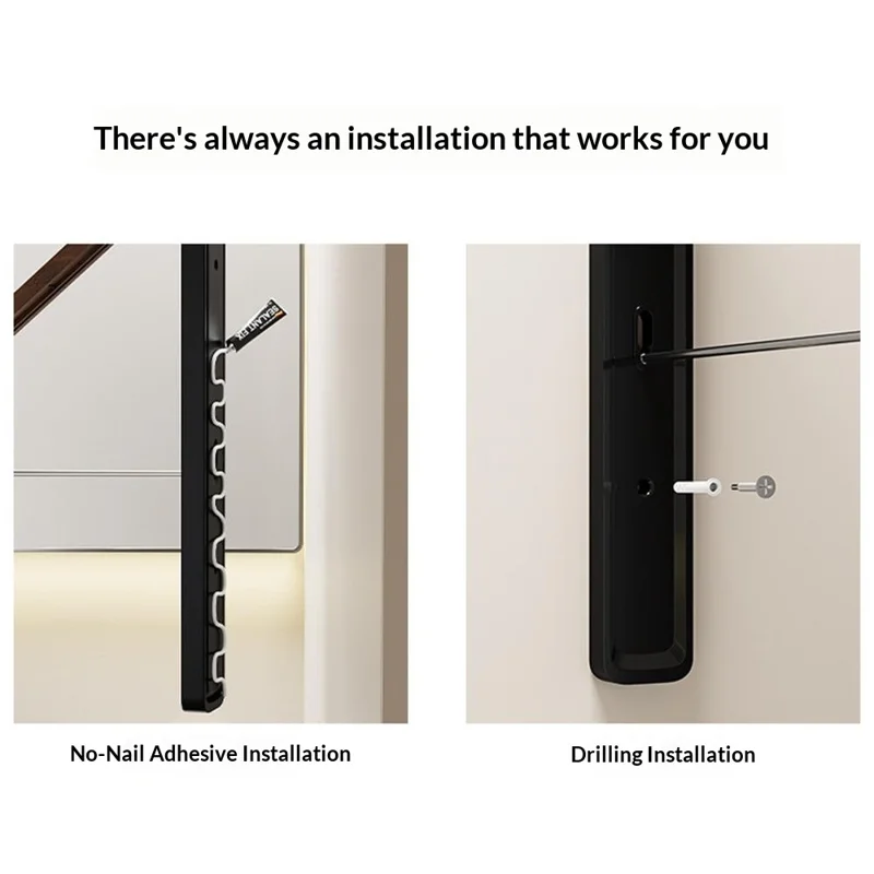 2PCS Foldable Clothes Drying Rack Space Aluminum Hanging Rail Laundry Rack Clothes Hanger for Balcony - Black