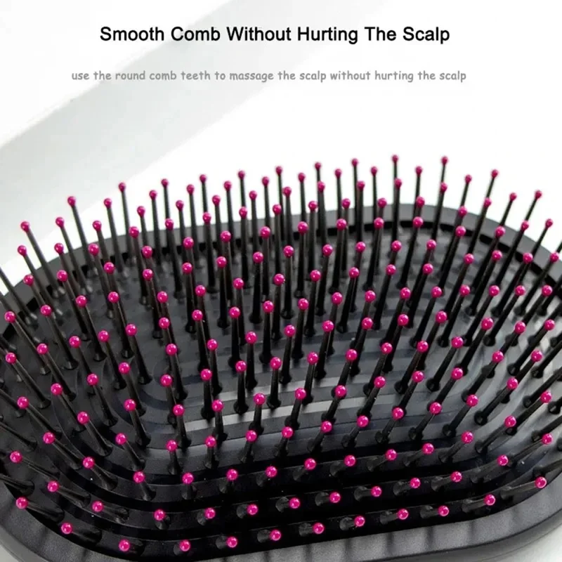 2PCS  /  Set Air Cushion Hair Brush Scalp Massage Comb Detangling Anti Static with Wide Tooth Comb - Rose