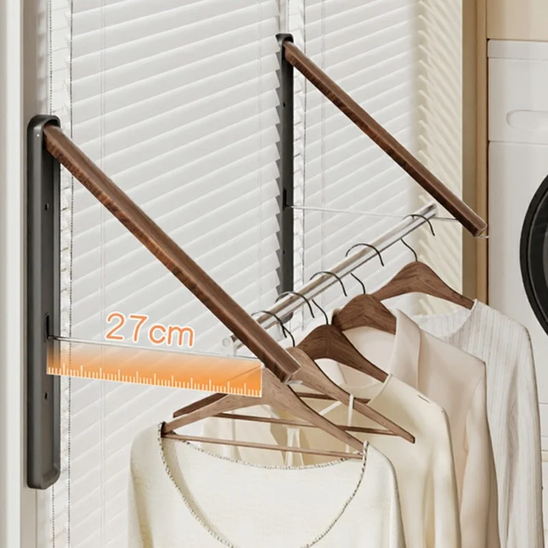 2 шт. складная вешалка для одежды с 120 см штангой, настенное крепление, алюминиевая выдвижная сушилка для белья — черная