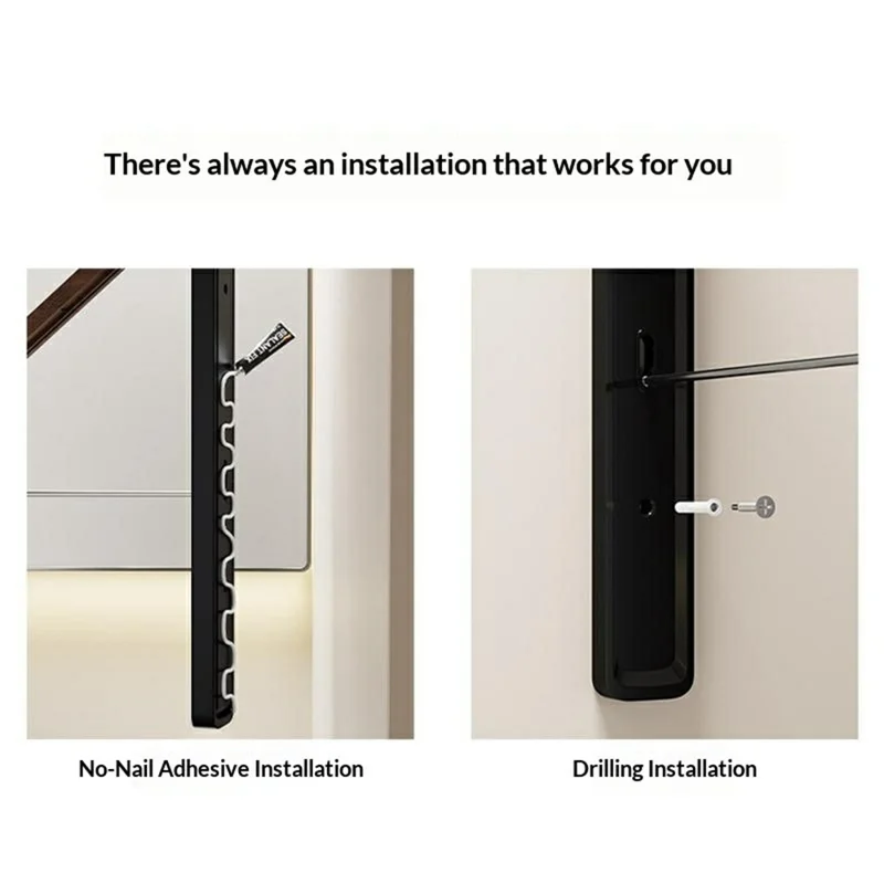 2 шт. складная вешалка для одежды с 120 см штангой, настенное крепление, алюминиевая выдвижная сушилка для белья — черная