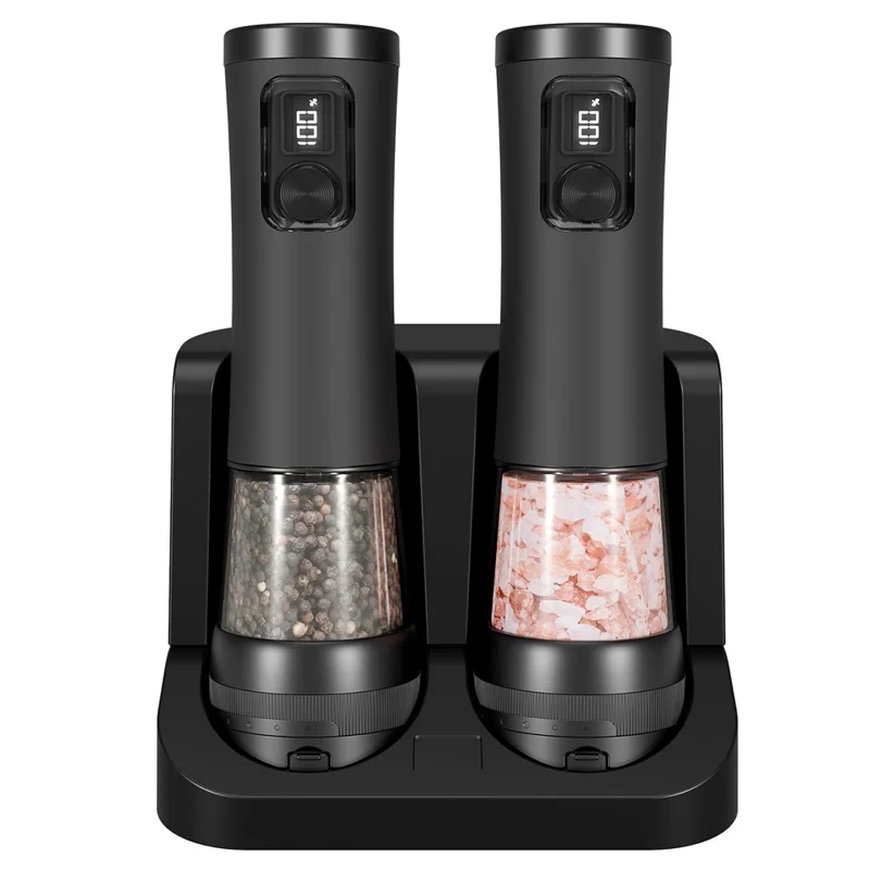 Molinillo Eléctrico Utensilios de Cocina Molinillo de Pimienta Recargable Máquina de Molienda Eléctrica para Especias Sal - Negro