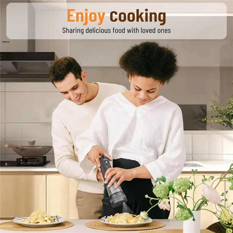 Molinillo Eléctrico Utensilios de Cocina Molinillo de Pimienta Recargable Máquina de Molienda Eléctrica para Especias Sal - Negro