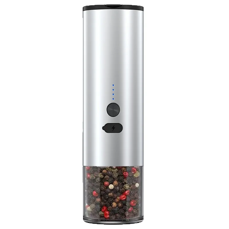Molinillo Eléctrico de Pimienta de Aleación de Aluminio con Sensor de Gravedad y Ajuste de Groorosidad - Plata