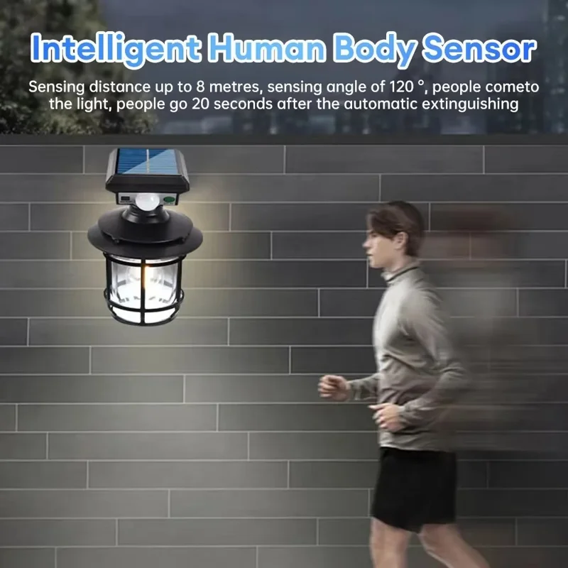 Lampe Solaire Murale Extérieure Étanche avec Capteur de Mouvement, Lampe LED avec Commande Intelligente et Trois Modes d'Éclairage - JD-1579