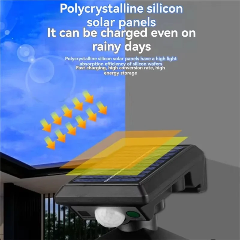 Lampe Solaire Murale Extérieure Étanche avec Capteur de Mouvement, Lampe LED avec Commande Intelligente et Trois Modes d'Éclairage - JD-1579