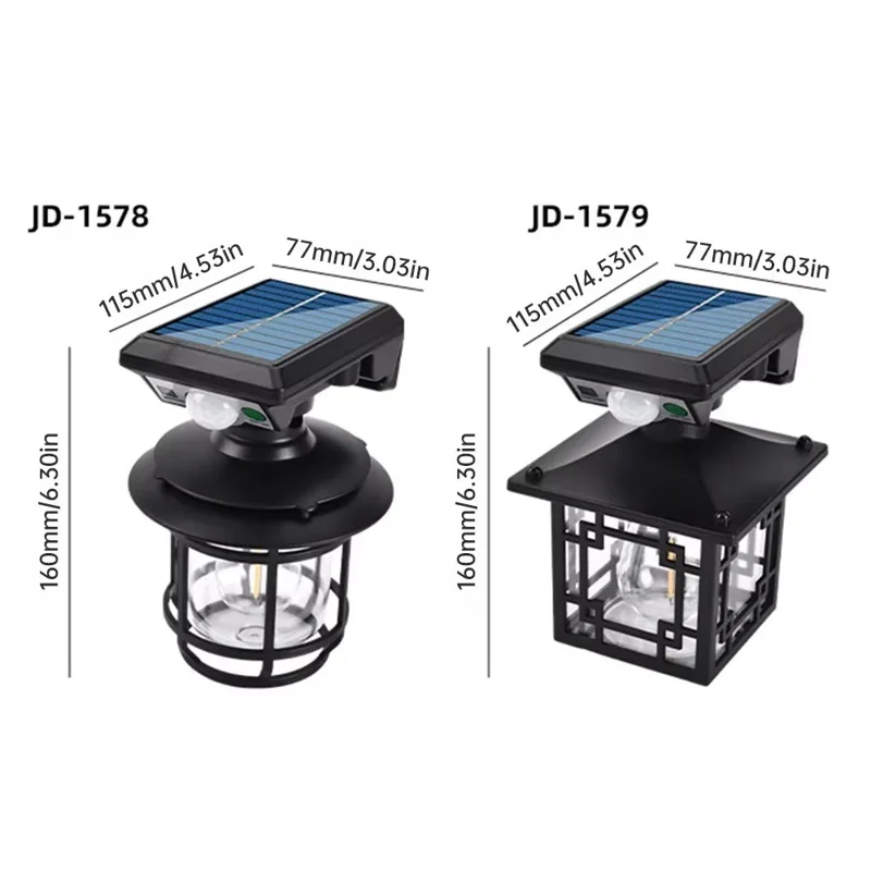 Lampe Solaire Murale Extérieure Étanche avec Capteur de Mouvement, Lampe LED avec Commande Intelligente et Trois Modes d'Éclairage - JD-1579