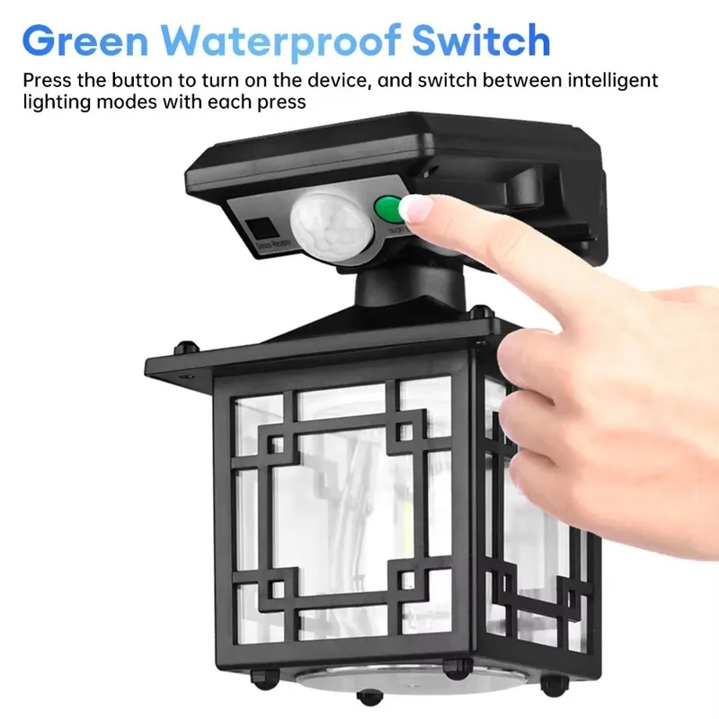 Lampe Solaire Murale Extérieure Étanche avec Capteur de Mouvement, Lampe LED avec Commande Intelligente et Trois Modes d'Éclairage - JD-1579