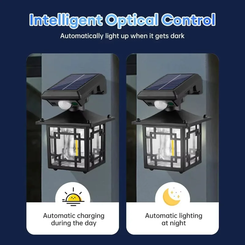 Lampe Solaire Murale Extérieure Étanche avec Capteur de Mouvement, Lampe LED avec Commande Intelligente et Trois Modes d'Éclairage - JD-1579