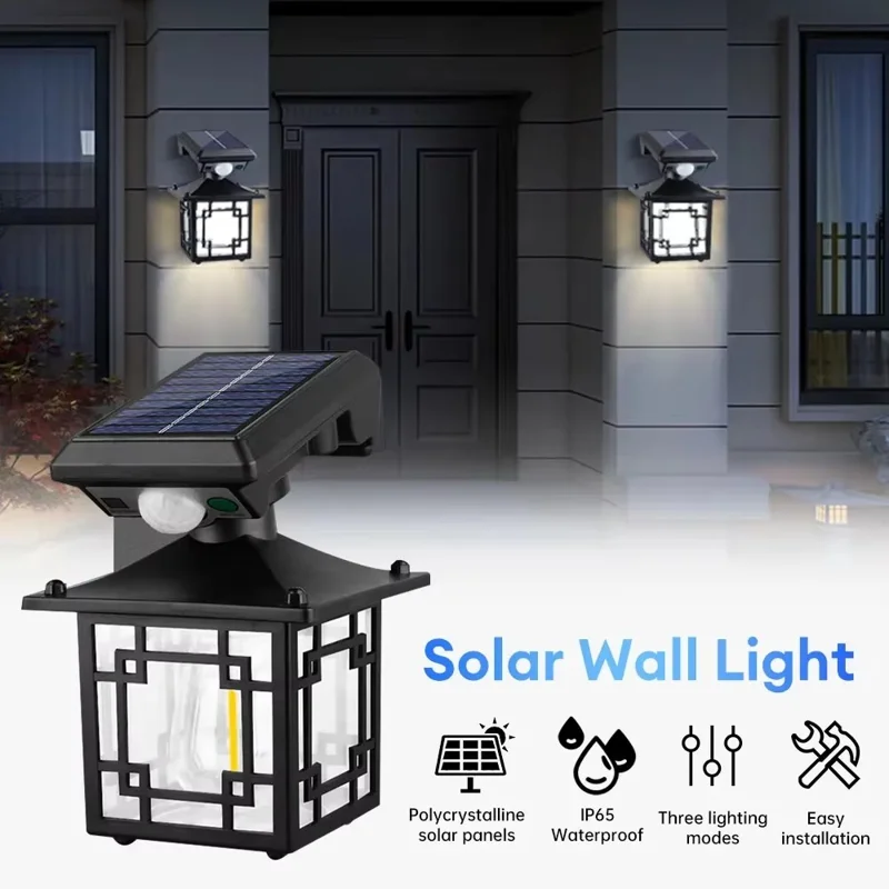 Solar Wall Light Outdoor Waterproof Motion Sensor LED Light with Intelligent Control Three Lighting Modes - JD-1578