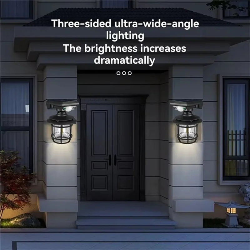 Solar Wall Light Outdoor Waterproof Motion Sensor LED Light with Intelligent Control Three Lighting Modes - JD-1578