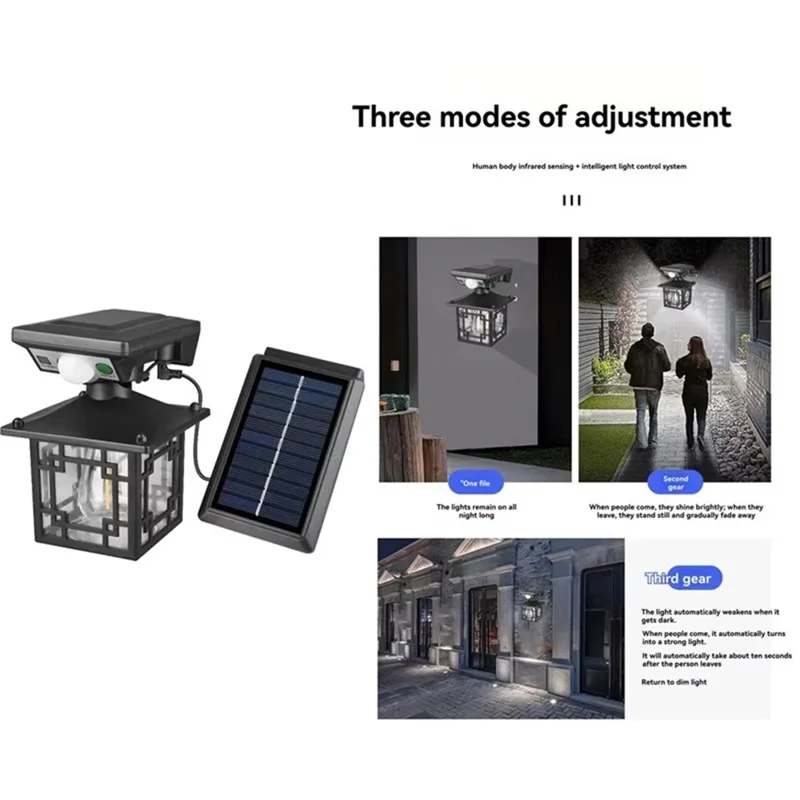 Applique murale solaire extérieure séparée, luminaire étanche orientable avec capteur de mouvement, éclairage de rue, lampe de cour - JD-1579A