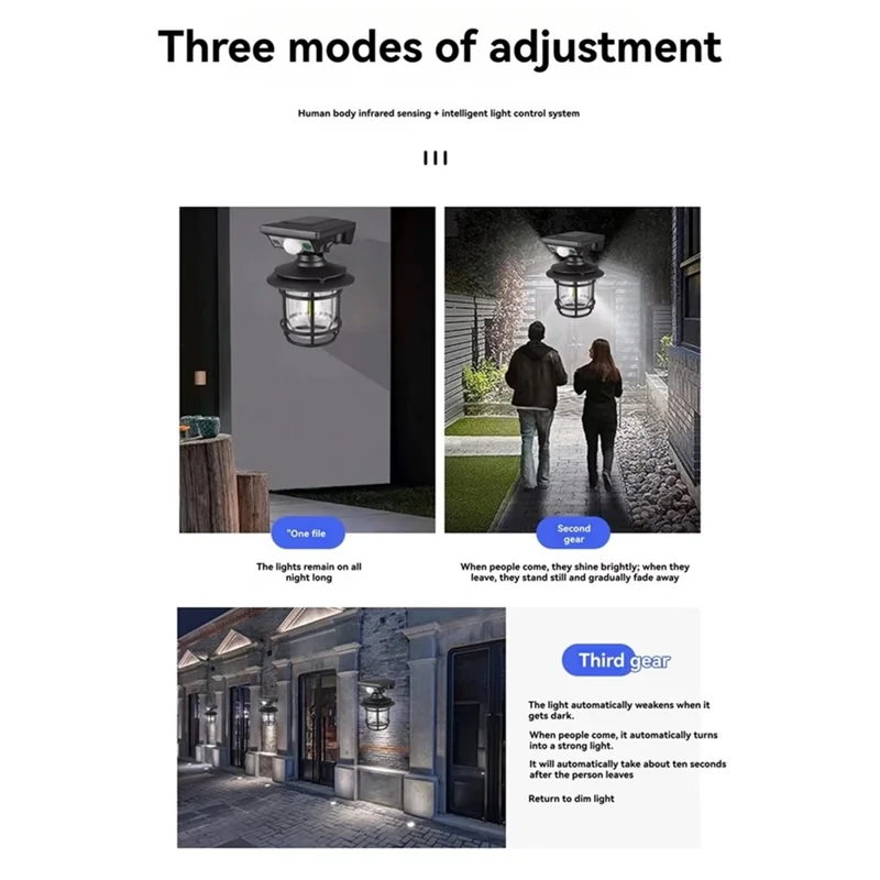 Applique murale solaire extérieure séparée, luminaire étanche orientable avec capteur de mouvement, éclairage de rue, lampe de cour - JD-1579A