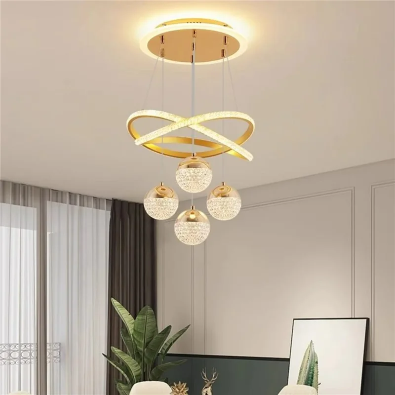 Lampadario LED Moderno Minimalista con Cristalli Dimmerabile con Telecomando per Soggiorno / Camera da Letto - Oro
