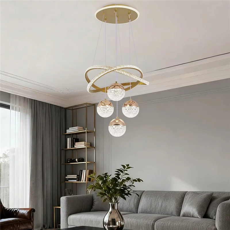 Lampadario LED Moderno Minimalista con Cristalli Dimmerabile con Telecomando per Soggiorno / Camera da Letto - Oro