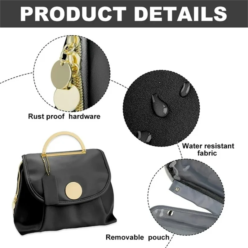 Sac de toilette de voyage étanche organisateur de maquillage avec crochet sac à cosmétiques suspendu - Noir