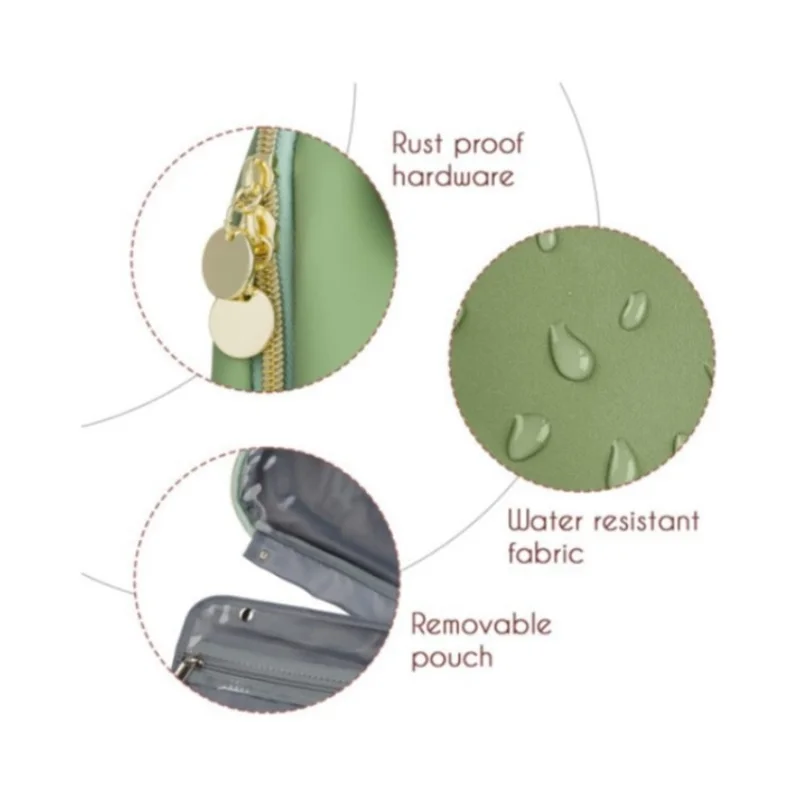 Sac de toilette de voyage étanche organisateur de maquillage avec crochet sac à cosmétiques suspendu - Noir