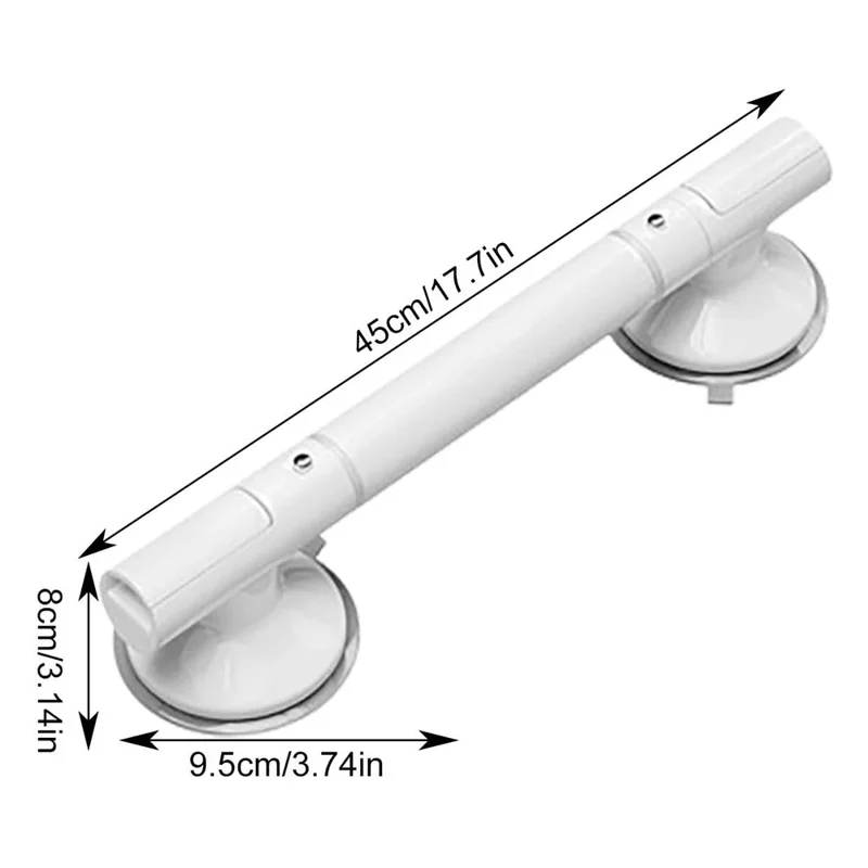 45CM Extended Sucker Armrest Bathroom Safety Grab Bar For Elderly Toilet Anti Slip Handle - White