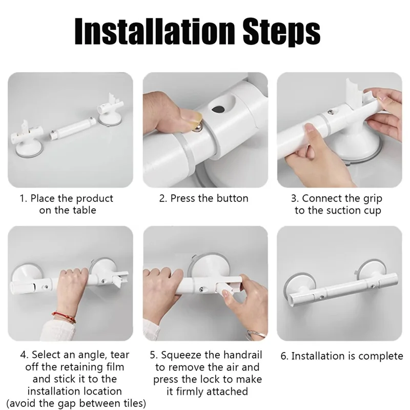 45CM Extended Sucker Armrest Bathroom Safety Grab Bar For Elderly Toilet Anti Slip Handle - White