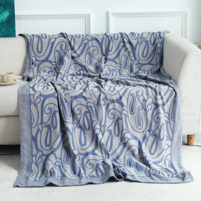 180 x 135 cm Tragbare Decke für Büro, Sofa, Nickerchen, Weiche Polyesterwolldecke für Auto, Reise – Paisley