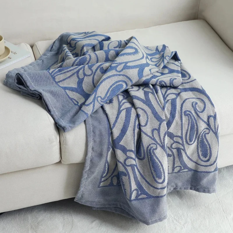 180 x 135 cm Tragbare Decke für Büro, Sofa, Nickerchen, Weiche Polyesterwolldecke für Auto, Reise – Paisley