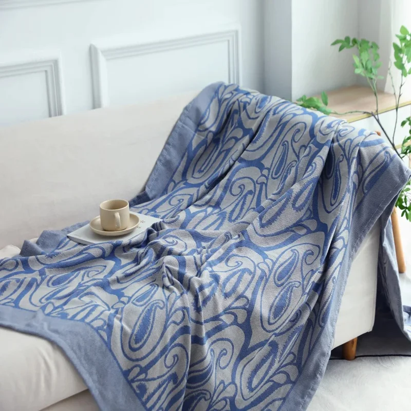 180 x 135 cm Tragbare Decke für Büro, Sofa, Nickerchen, Weiche Polyesterwolldecke für Auto, Reise – Paisley