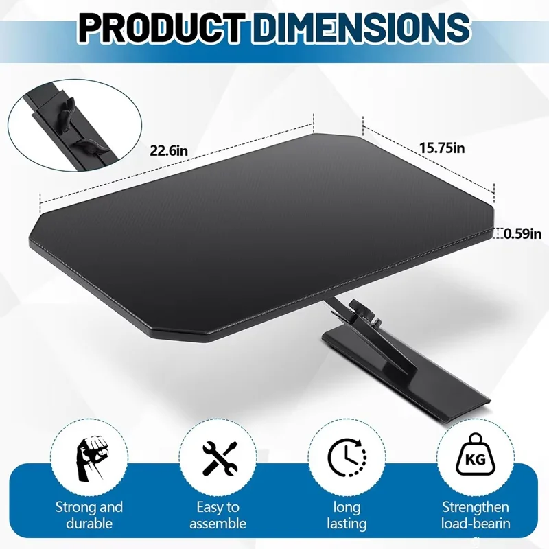 Tablette de Coffre de Voiture Portable Pliable Bureau de Camping Texture Fibre de Carbone Table Réglable à 180 Degrés - Noir