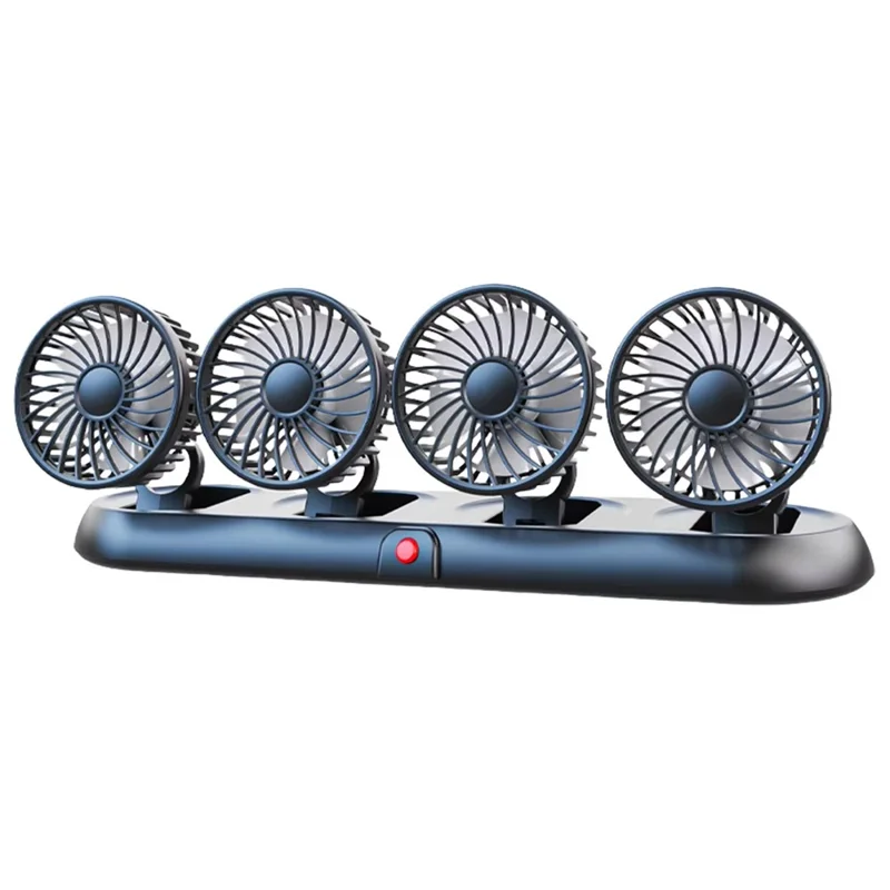 Four Head Folding Car Fan 360 Degree Rotation Auto Dashboard Cooling Fan for Vehicle Use - White  /  5V USB Port